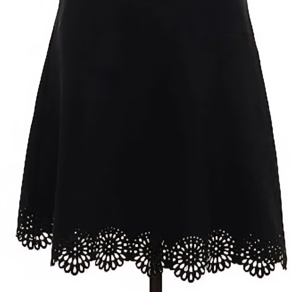 Elegant Black Skirt with Floral Cut-outs Hem